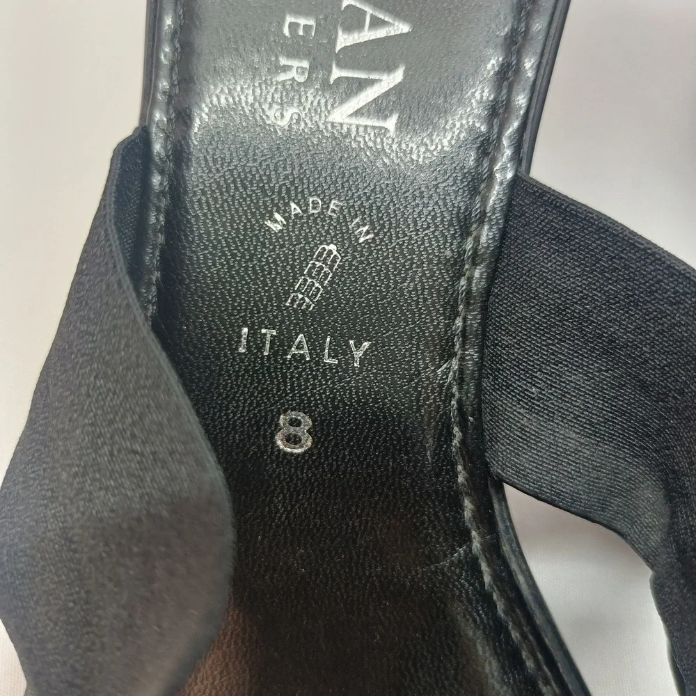 Italian Shoemakers Womens Black Rhinestone Wedge Sandals Made in Italy Size 8
